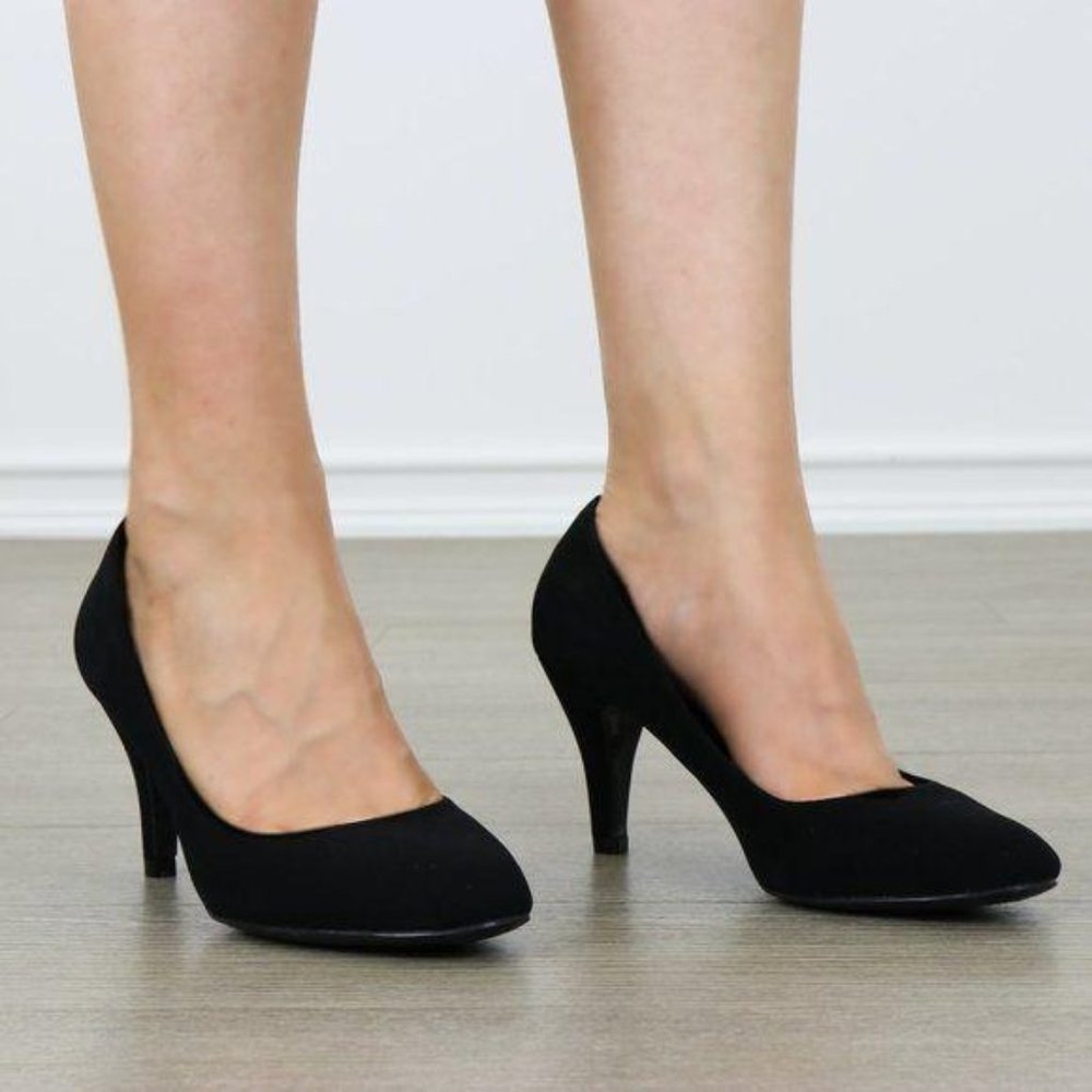 Closed Toe Low Mid Heel Dress Velvet Pump - Picture 13 of 16